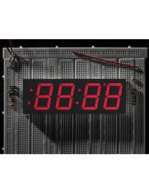 Red 7-segment clock display...